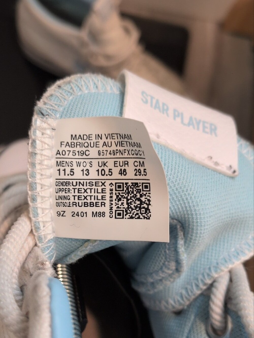 Converse White Mid Tops with Light Blue Accents - Picture 2 of 9